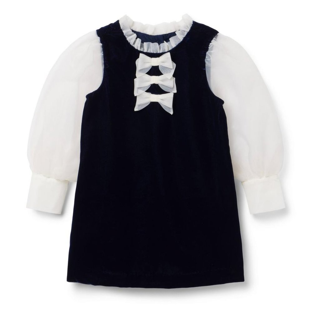 Janie and Jack VELVET ORGANZA BOW DRESS - Worn once - Picture 2 of 2